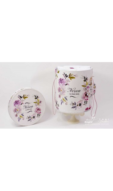 Trusou botez cu flori roz si mov Purple Flowers 14